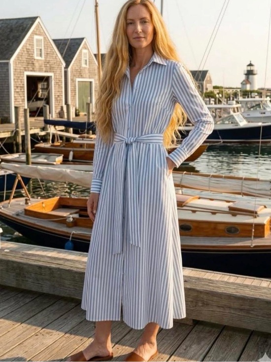 Tuckernuck Dresses & Skirts - 🆕 NWT Tuckernuck Striped Blue and White Caldwell Shirt Dress with Tie Waist